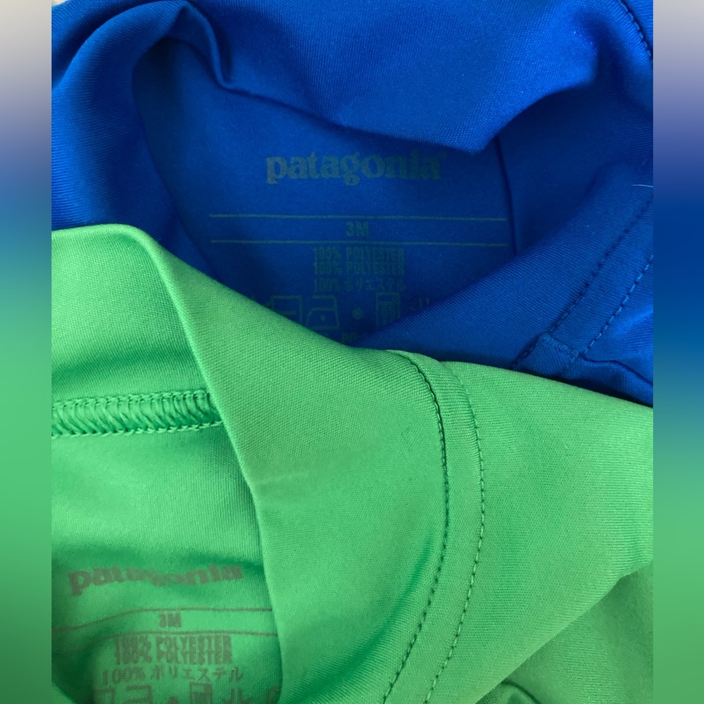Patagonia infant sun shirts/rash guards (lot of two). Blue and green. - Picture 3 of 5